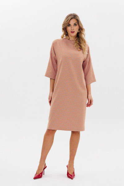 Палантин, платье Anastasia 1188 гусиная_лапка(оранжево-голубой) - фото 6