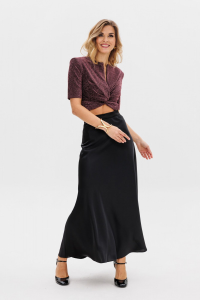 Блуза приталенная с плечевыми накладками на подкладке EOLA 2793 медь - фото 9