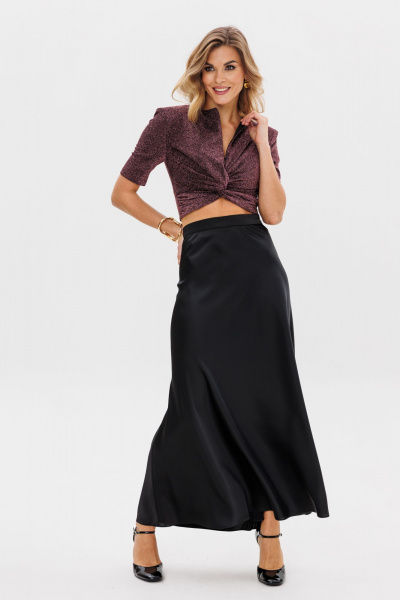 Блуза приталенная с плечевыми накладками на подкладке EOLA 2793 медь - фото 8