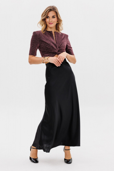 Блуза приталенная с плечевыми накладками на подкладке EOLA 2793 медь - фото 7