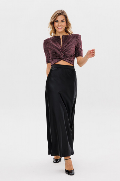 Блуза приталенная с плечевыми накладками на подкладке EOLA 2793 медь - фото 6