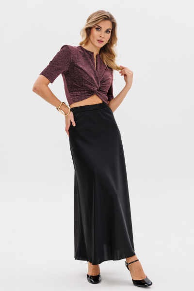 Блуза приталенная с плечевыми накладками на подкладке EOLA 2793 медь - фото 2