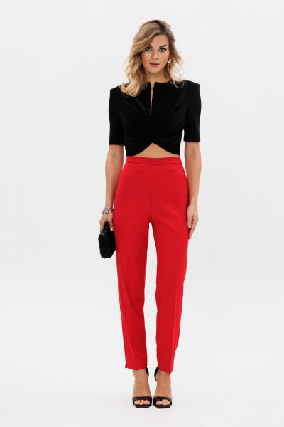 Блуза приталенная с плечевыми накладками, на подкладке EOLA 2793 черный - фото 4