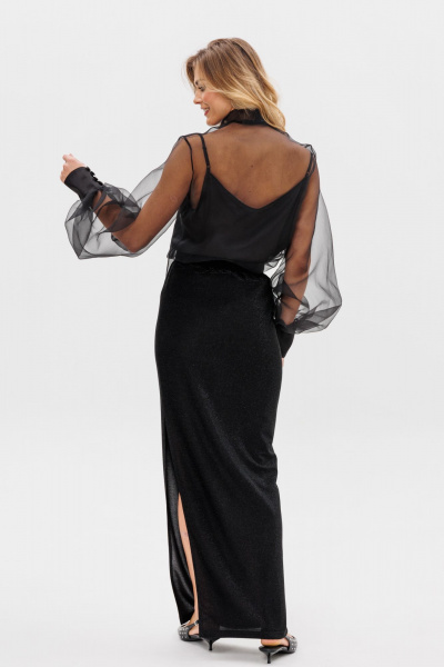 Макси-юбка зауженная с разрезом и цельными полотнищами EOLA 2794 черный - фото 2