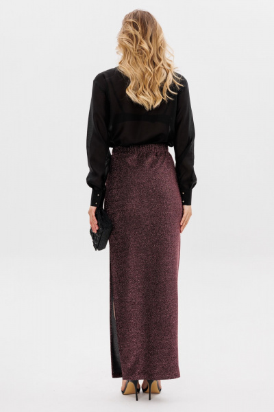 Черная макси-юбка зауженная с разрезом и классическим кроем EOLA 2794 медь - фото 2