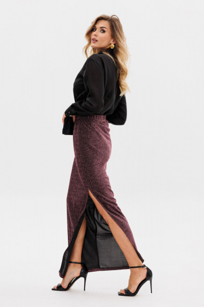 Черная макси-юбка зауженная с разрезом и классическим кроем EOLA 2794 медь - фото 6