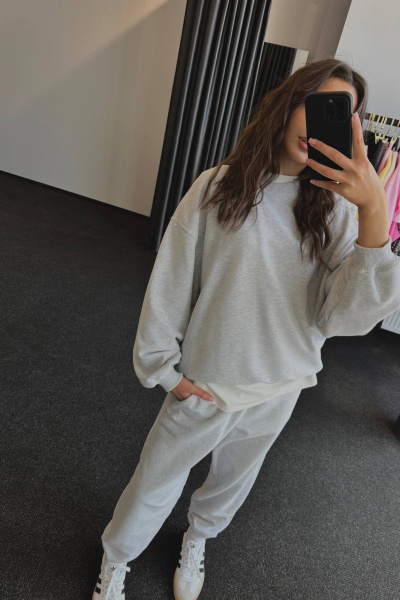 Белые спортивные брюки из футера с велюром LECIEL TR04 - фото 1