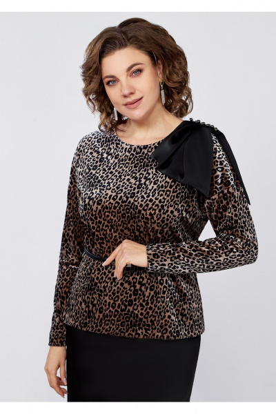 Блуза и юбка с велюровыми вставками и аксессуарами из бархата Mira Fashion 5513 - фото 3