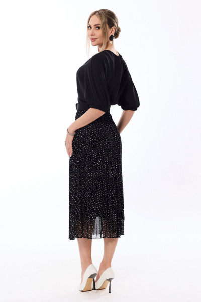 Платье с плиссированной юбкой и съемным поясом Golden Valley 6683 черный - фото 2