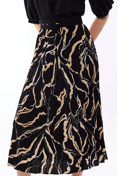 Платье с плиссированной юбкой и круглым вырезом Golden Valley 6688 черный - фото 3