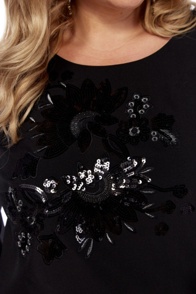 Черное платье с дизайнерской вышивкой и короткой молнией Grace for you 1054 - фото 4