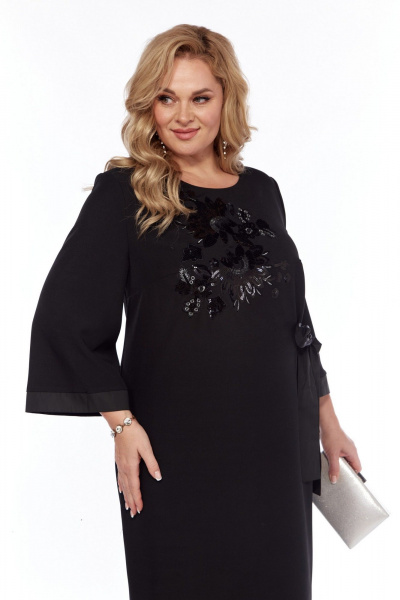 Черное платье с дизайнерской вышивкой и короткой молнией Grace for you 1054 - фото 3