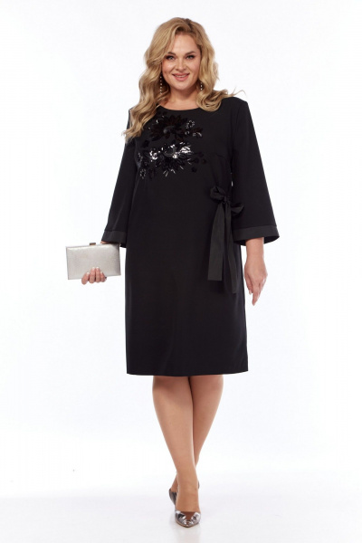 Черное платье с дизайнерской вышивкой и короткой молнией Grace for you 1054 - фото 2