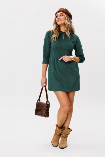 Платье с имитацией защипов и кокетливыми рукавами-реглан Anelli 965 морская_глубина - фото 8