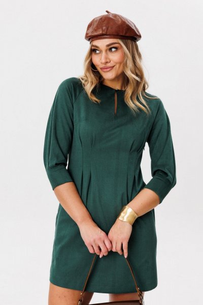 Платье с имитацией защипов и кокетливыми рукавами-реглан Anelli 965 морская_глубина - фото 7