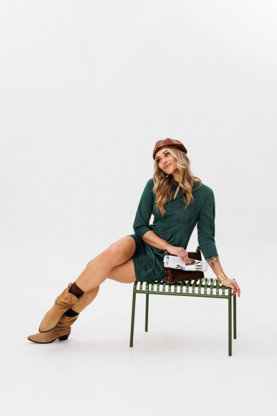 Платье с имитацией защипов и кокетливыми рукавами-реглан Anelli 965 морская_глубина - фото 6