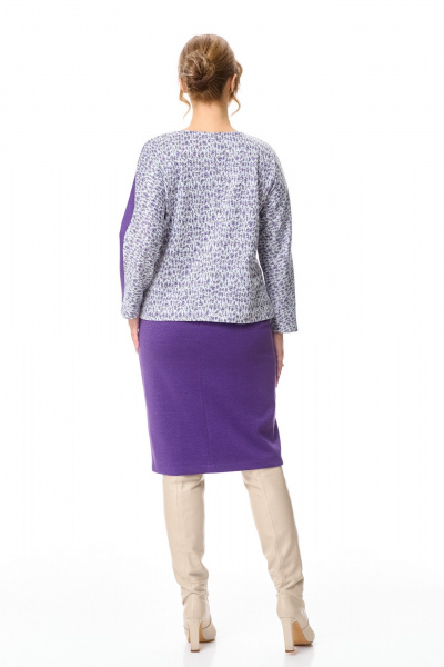 Трикотажный костюм из юбки и джемпера с серебряным напылением T&N 7602 фиолет - фото 6