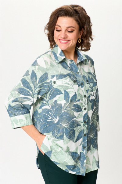 Блуза прямого силуэта с накладными карманами БелЭльСтиль 408-3_10_22 мята - фото 2