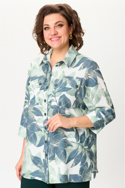 Блуза прямого силуэта с накладными карманами БелЭльСтиль 408-3_10_22 мята - фото 1