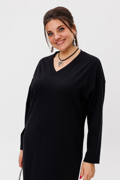 Платье-универсал с V-образным вырезом и гипюром Anelli 1518 ворона - фото 9