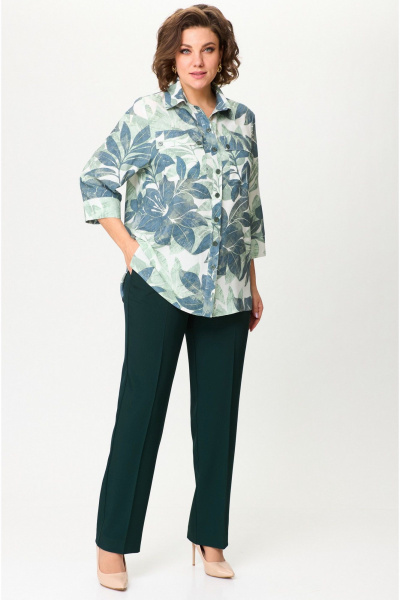 Брюки классические со стрелками из текстиля БелЭльСтиль 596-2_79_22 изумруд - фото 1