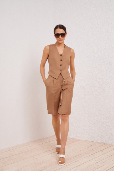 Летний текстильный бежевый жилет для повседневных образов BURVIN 9492-76 - фото 2