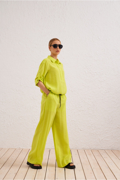 Блуза желтая стильная на лето из текстиля BURVIN 9509-51 - фото 2