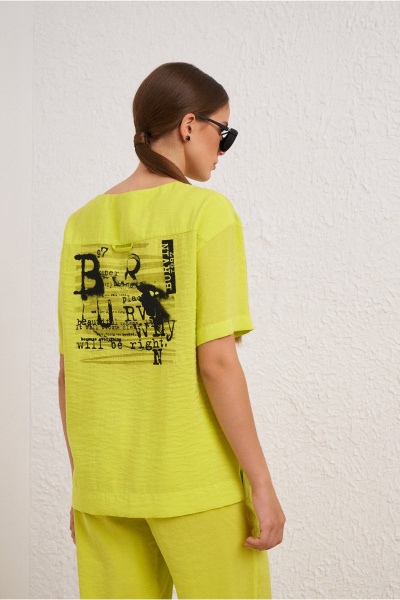 Блуза желтая универсальная на лето из текстиля BURVIN 9510-51 - фото 2