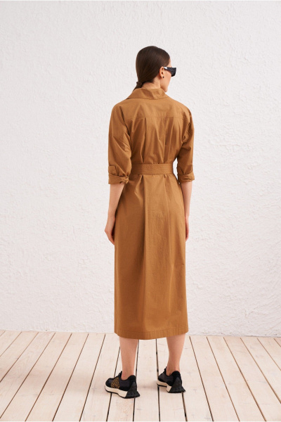 Платье бежевое в стиле на каждый день из текстиля BURVIN 9512-81 - фото 2