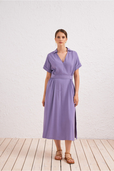 Платье фиолетовое в стиле на каждый день из текстиля BURVIN 9517-81 - фото 1