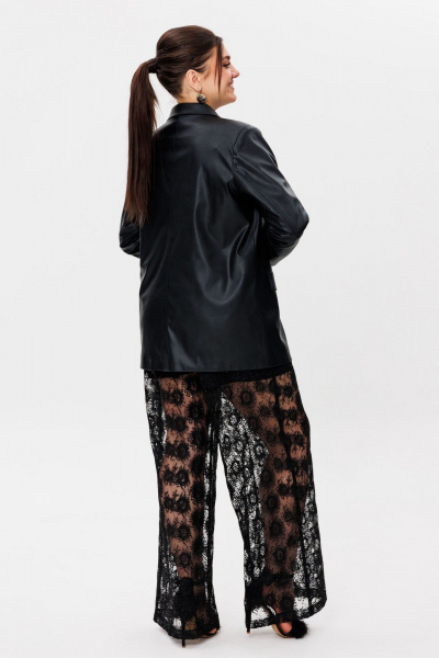 Черные кружевные брюки-палаццо с пайетками, эффектные, нарядные Anelli 1517 роскошь - фото 11