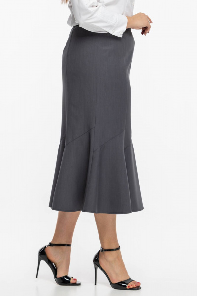 Черная юбка-годе из текстиля, классический деловой стиль Avila 0977 серый - фото 3