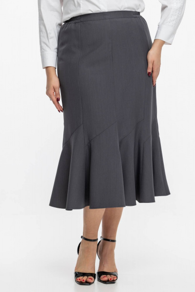 Черная юбка-годе из текстиля, классический деловой стиль Avila 0977 серый - фото 2