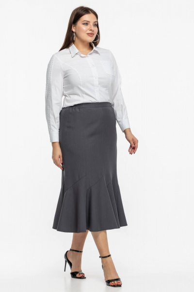 Черная юбка-годе из текстиля, классический деловой стиль Avila 0977 серый - фото 7