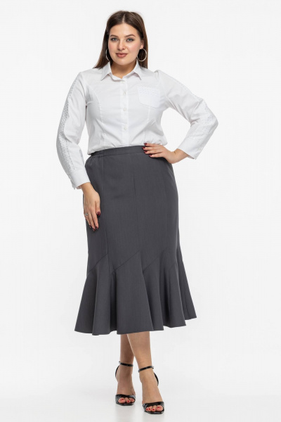 Черная юбка-годе из текстиля, классический деловой стиль Avila 0977 серый - фото 6