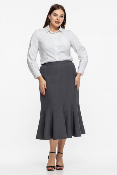 Черная юбка-годе из текстиля, классический деловой стиль Avila 0977 серый - фото 5