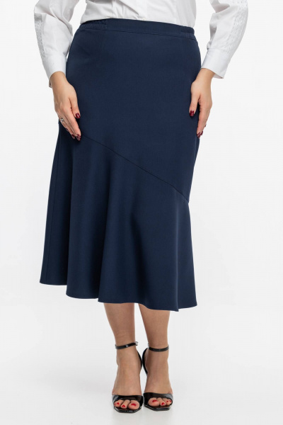 Синяя юбка с расширением из клиньев, стиль деловой и повседневный Avila 0978 синий - фото 2