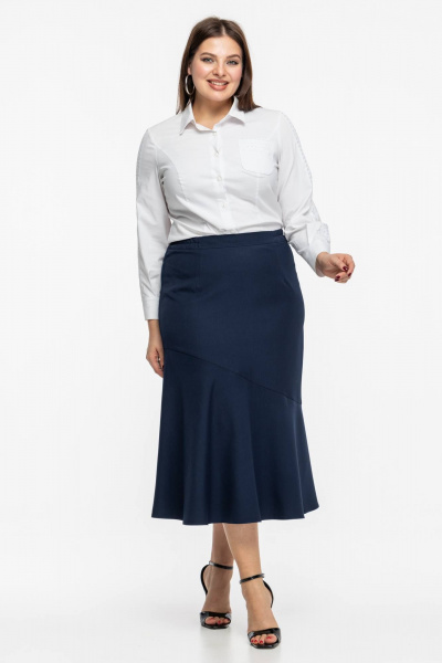 Синяя юбка с расширением из клиньев, стиль деловой и повседневный Avila 0978 синий - фото 6