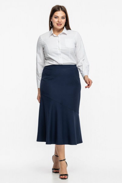 Синяя юбка с расширением из клиньев, стиль деловой и повседневный Avila 0978 синий - фото 1