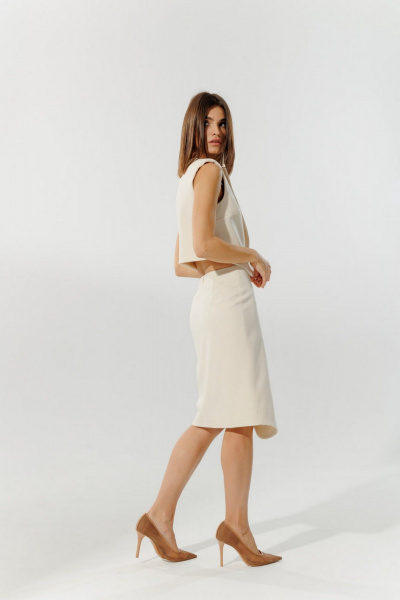 Молочная юбка-карандаш из вискозы с асимметричным разрезом DEVITA 2005-1 молочный - фото 6