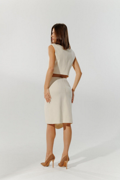 Молочная юбка-карандаш из вискозы с асимметричным разрезом DEVITA 2005-1 молочный - фото 5