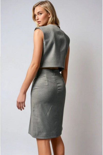 Серый жилет из вискозы с асимметричным кроем, стиль на каждый день DEVITA 4014-1 серый - фото 5