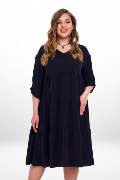 Платье с воланами и завязкой в стиле на каждый день Ramonki 2101 синий - фото 1