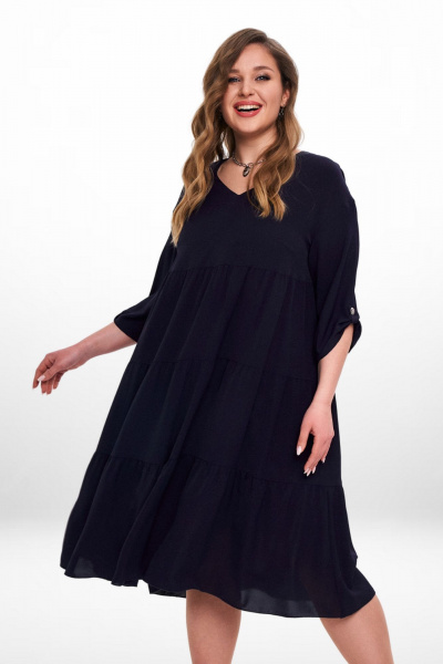 Платье с воланами и завязкой в стиле на каждый день Ramonki 2101 синий - фото 2