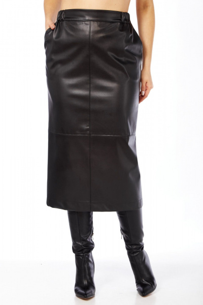 Миди юбка из текстиля с разрезом для повседневных образов AVA fashion М-102 черный - фото 2