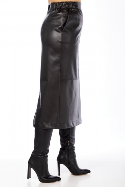 Миди юбка из текстиля с разрезом для повседневных образов AVA fashion М-102 черный - фото 8