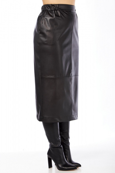 Миди юбка из текстиля с разрезом для повседневных образов AVA fashion М-102 черный - фото 6