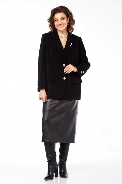 Миди юбка из текстиля с разрезом для повседневных образов AVA fashion М-102 черный - фото 1