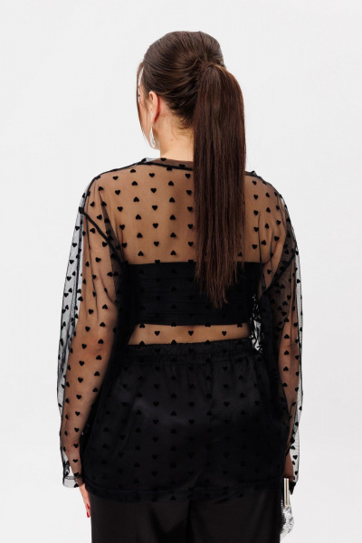 Круглогодичный оверсайз сетчатый лонгслив с сердечками Anelli 1516 сердечки - фото 9