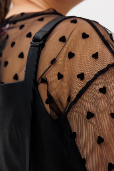 Круглогодичный оверсайз сетчатый лонгслив с сердечками Anelli 1516 сердечки - фото 6